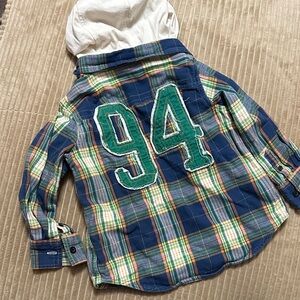 Old Navy Blue Plaid Kids Shirt with Hood size 4T